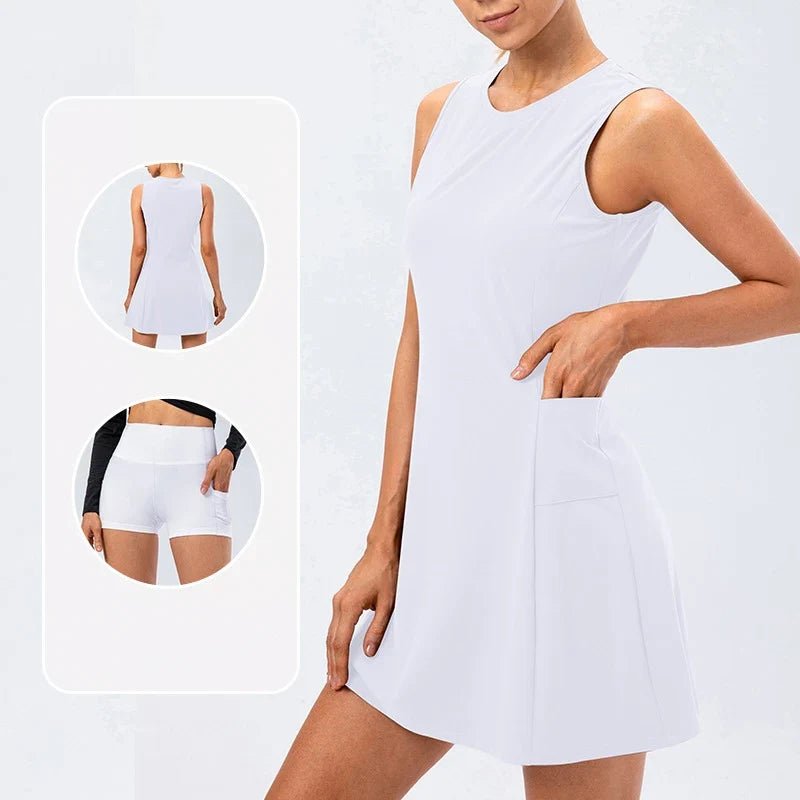 Arden Tennis Dress in 4-Way Stretch Fabric with Matching Shorts for Tennis and Pickleball - The Southern AtelierSKU_1791062451674_664