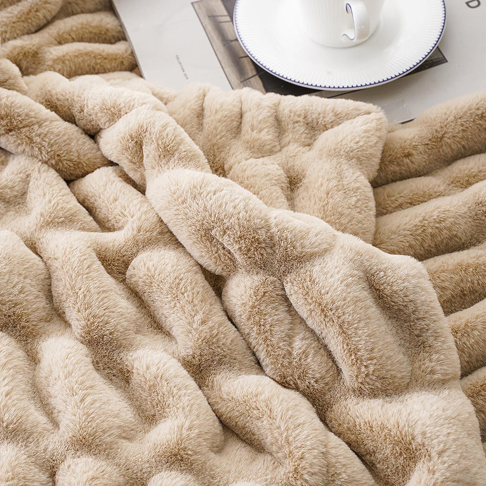 Haven Faux Rabbit Fur Throw Blanket for Plush Weighted Warmth, Machine Washable - The Southern AtelierSKU_1791062570248_498