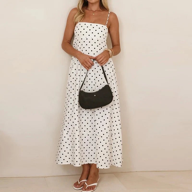 Marin Polka Dot Dress in Lightweight Breathable Fabric with Adjustable Straps for Beach Days and Brunch - The Southern AtelierSKU_1791062446933_237