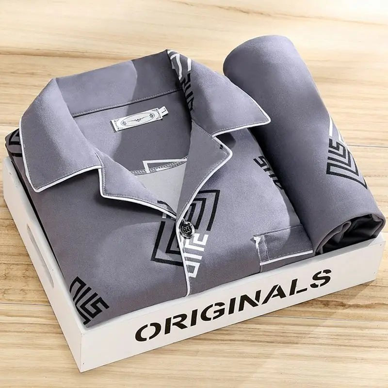 Men's Striped Long-Sleeve Pyjama Set for Sleep and Lounge - The Southern AtelierSKU_1786565939049_756