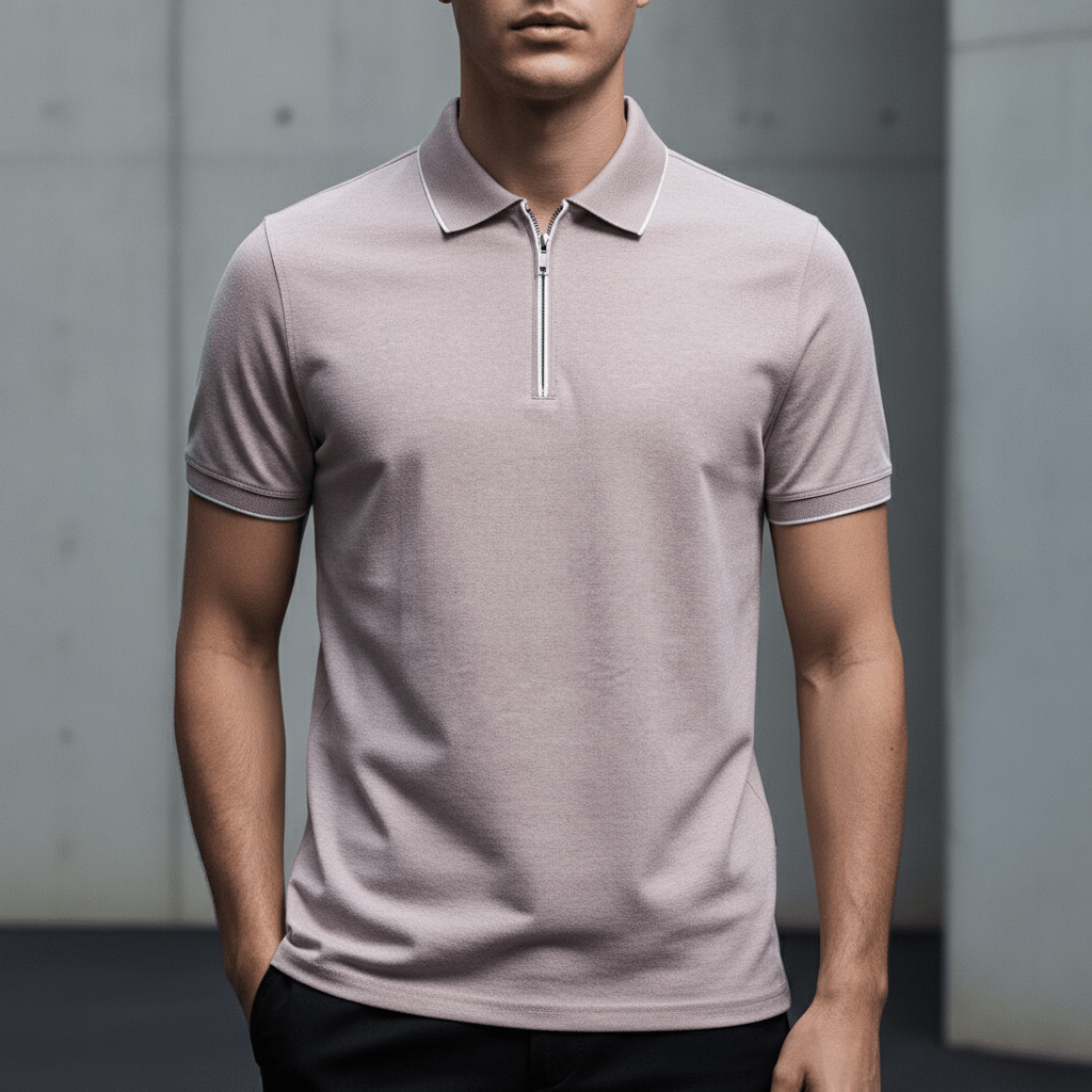 Rowan Zip Polo in Breathable 4-Way Stretch Cotton Blend with Moisture Wicking and Tailored Fit - The Southern AtelierSKU_1791062794245_769