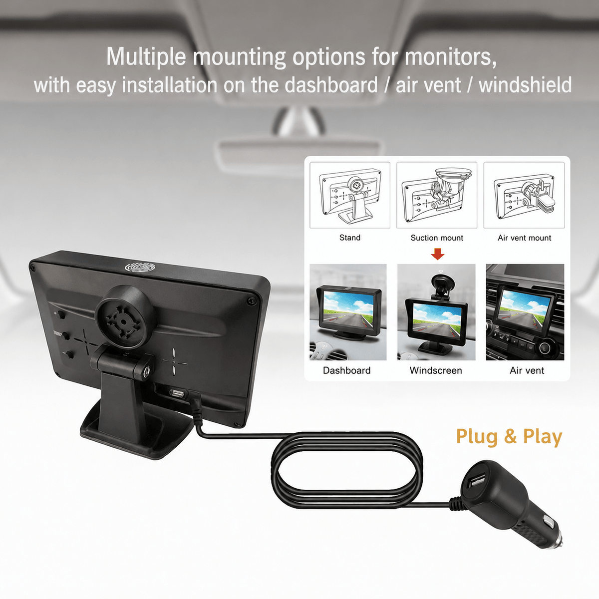 Solar Wireless Reversing Camera with 4.3-inch Monitor, 1080p HD, Night Vision, IP67 Waterproof - The Southern AtelierSKU_1786566004819_834