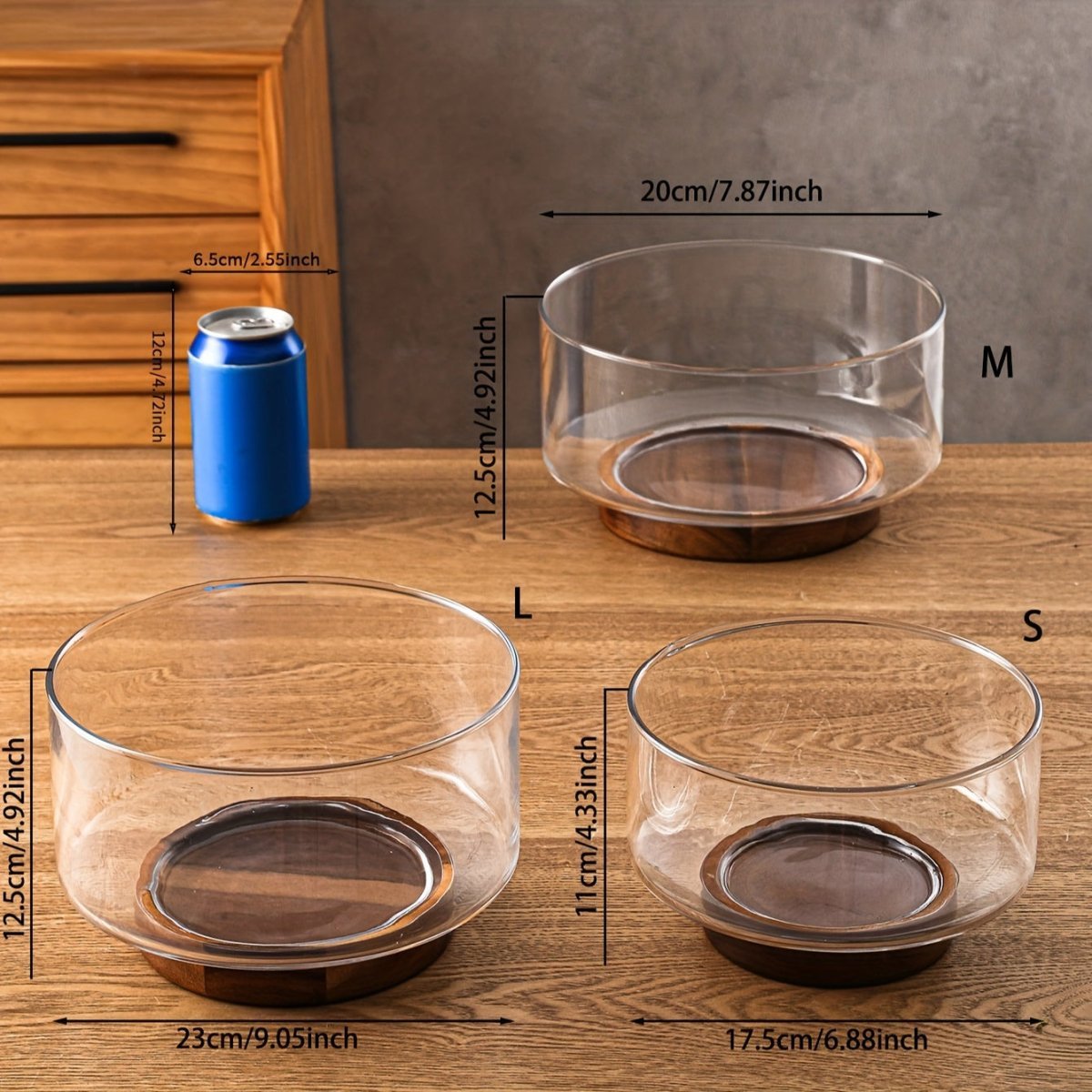 The Southern Atelier – Elegant Glass Bowl with Natural Wooden Base for a Refined Table Setting - The Southern AtelierSKU_1763119135143_721