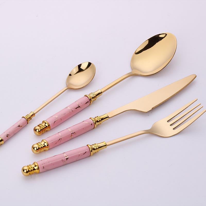 The Southern Atelier – Elegant Gold Marble Cutlery Set - The Southern AtelierSKU_1762349662995_361