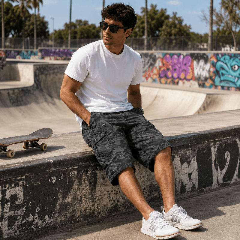 The Southern Atelier - Molecule Three-Quarter Cargo Shorts in Stretch Water-Repellent Fabric for Everyday Wear - The Southern AtelierSKU_1784316937224_325