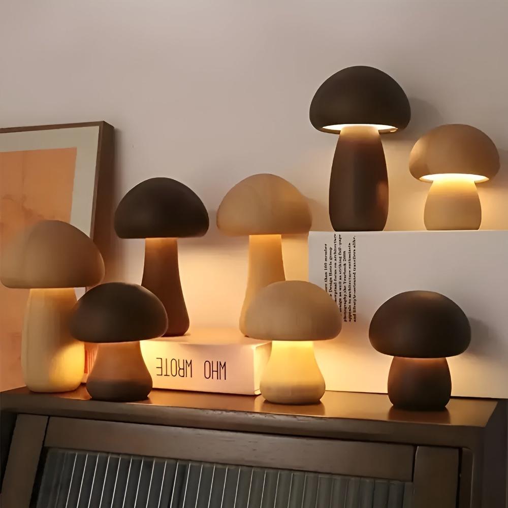 The Southern Atelier – Wooden Mushroom Lamp - The Southern AtelierSKU_1755202203340_872