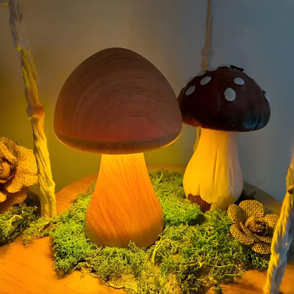 The Southern Atelier – Wooden Mushroom Lamp - The Southern AtelierSKU_1755202203340_872