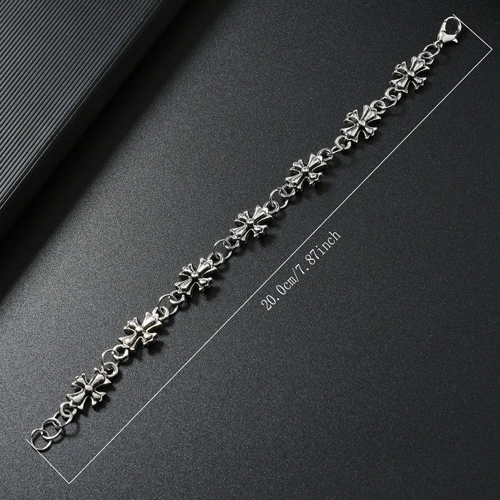 Vesper Gothic Cross Bracelet in Durable Metal Alloy with Vintage Finish, 20 cm - The Southern AtelierSKU_1791062584653_532