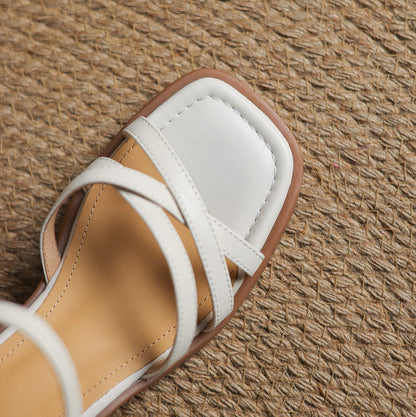 Sandales à talon bloc Marin en cuir pleine fleur avec semelle intérieure rembourrée et boucle réglable pour un confort tout au long de la journée