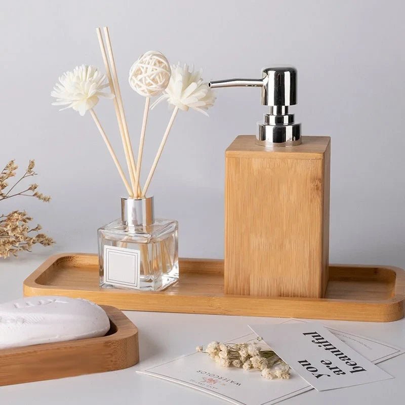 Arbor Soap Dispenser in Natural Bamboo with Manual Pump, 280 mL Capacity for Bathroom and Kitchen - The Southern AtelierSKU_1791063060147_153