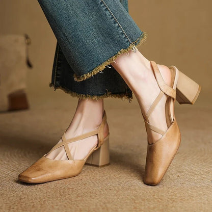 Arden Genuine Leather Block Heel Pumps with Square Toe, Cushioned Footbed, and Non-Slip Sole - The Southern AtelierSKU_1791063220206_106