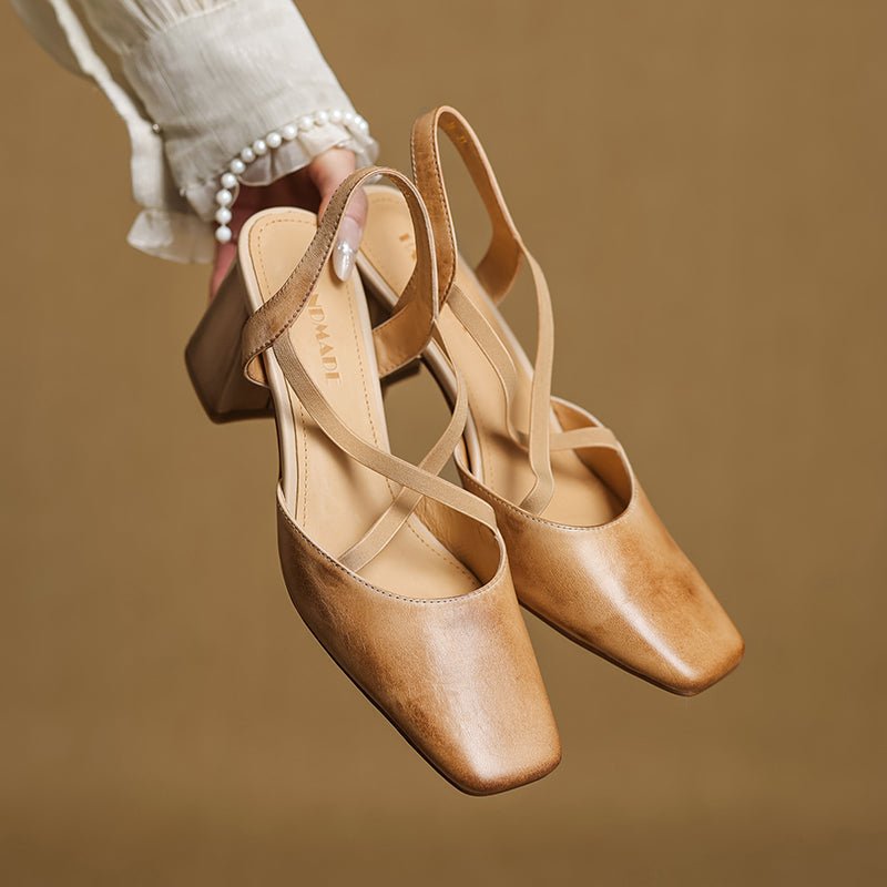 Arden Genuine Leather Block Heel Pumps with Square Toe, Cushioned Footbed, and Non-Slip Sole - The Southern AtelierSKU_1791063220206_106