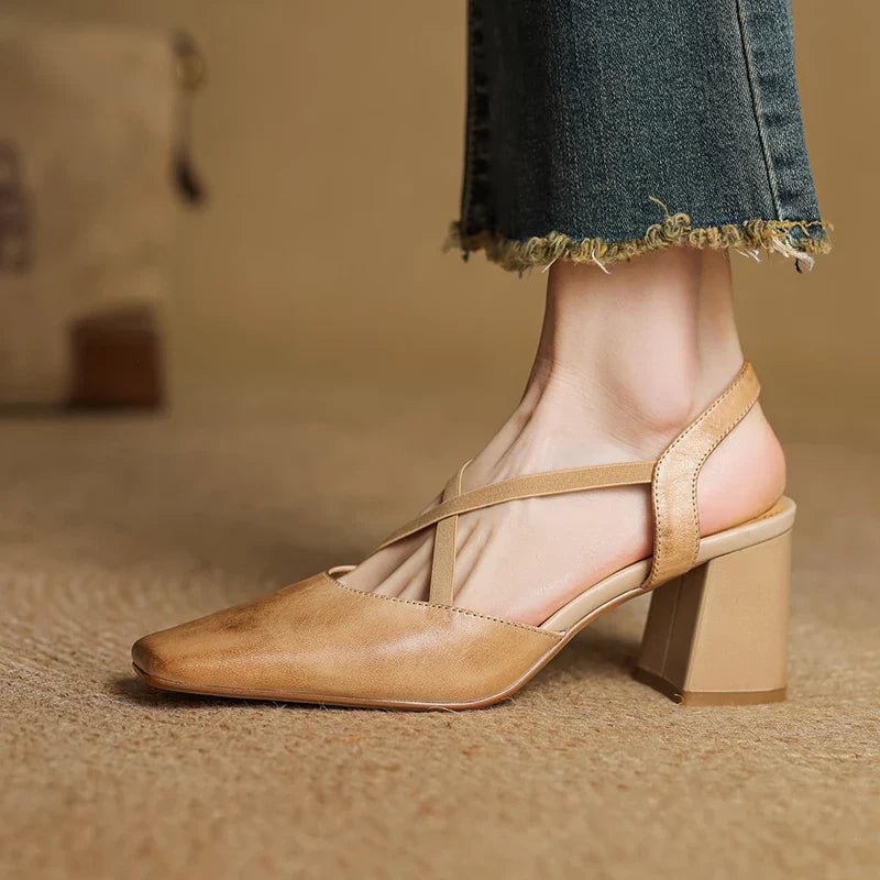 Arden Genuine Leather Block Heel Pumps with Square Toe, Cushioned Footbed, and Non-Slip Sole - The Southern AtelierSKU_1791063220206_106
