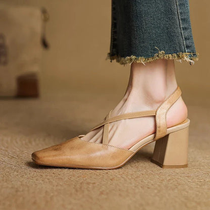 Arden Genuine Leather Block Heel Pumps with Square Toe, Cushioned Footbed, and Non-Slip Sole - The Southern AtelierSKU_1791063220206_106