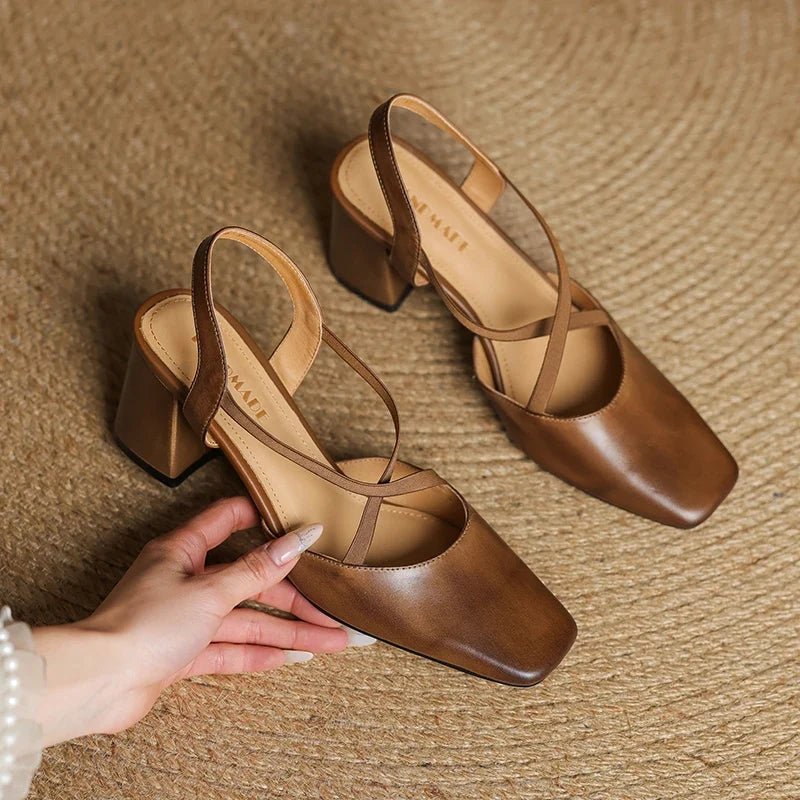 Arden Genuine Leather Block Heel Pumps with Square Toe, Cushioned Footbed, and Non-Slip Sole - The Southern AtelierSKU_1791063220206_501