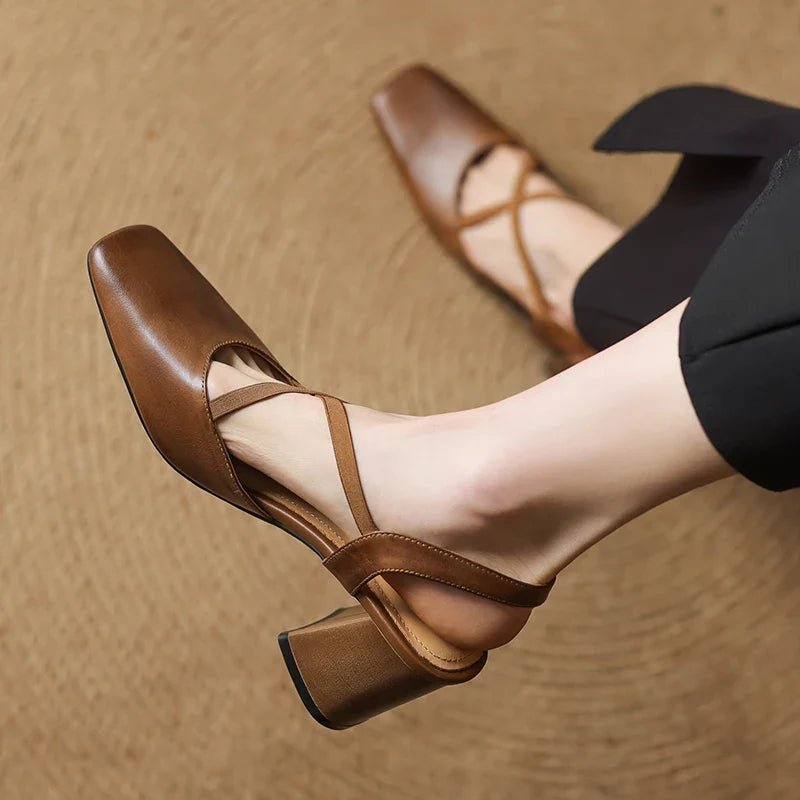 Arden Genuine Leather Block Heel Pumps with Square Toe, Cushioned Footbed, and Non-Slip Sole - The Southern AtelierSKU_1791063220206_501