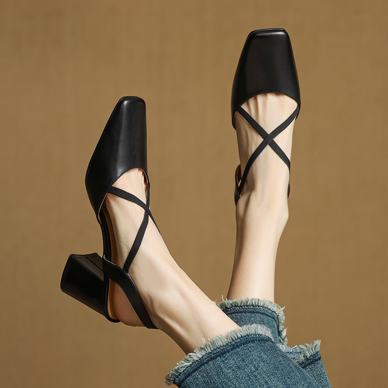 Arden Genuine Leather Block Heel Pumps with Square Toe, Cushioned Footbed, and Non-Slip Sole - The Southern AtelierSKU_1791063220206_611