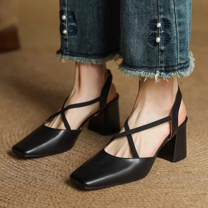 Arden Genuine Leather Block Heel Pumps with Square Toe, Cushioned Footbed, and Non-Slip Sole - The Southern AtelierSKU_1791063220206_611