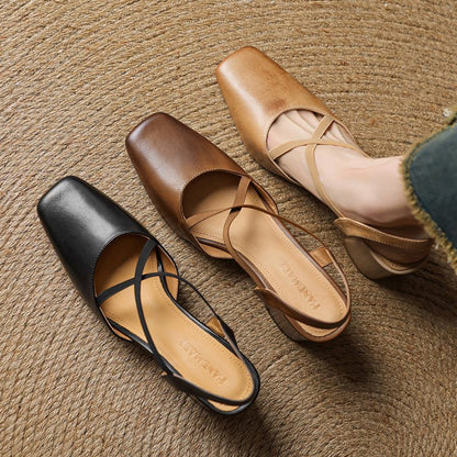 Arden Genuine Leather Block Heel Pumps with Square Toe, Cushioned Footbed, and Non-Slip Sole - The Southern AtelierSKU_1791063220206_611