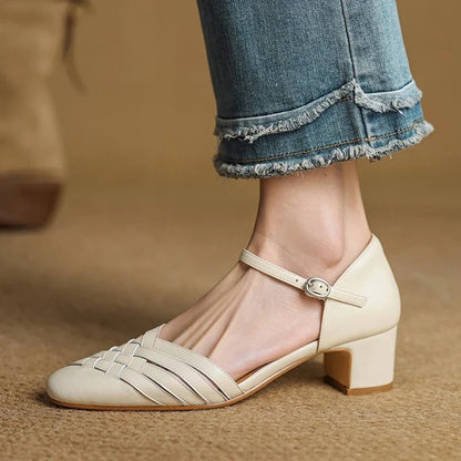 Arden Genuine Leather Block Heels with Cushioned Footbed, Adjustable Ankle Strap and Non-Slip Sole, 2-Inch Heel Height - The Southern AtelierSKU_1791063009977_555