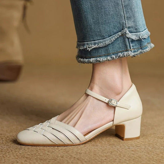 Arden Genuine Leather Block Heels with Cushioned Footbed, Adjustable Ankle Strap and Non-Slip Sole, 2-Inch Heel Height - The Southern AtelierSKU_1791063009977_555