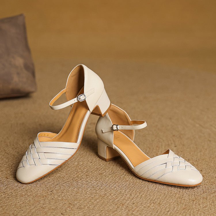 Arden Genuine Leather Block Heels with Cushioned Footbed, Adjustable Ankle Strap and Non-Slip Sole, 2-Inch Heel Height - The Southern AtelierSKU_1791063009977_555