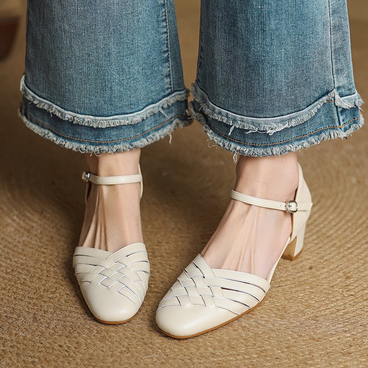 Arden Genuine Leather Block Heels with Cushioned Footbed, Adjustable Ankle Strap and Non-Slip Sole, 2-Inch Heel Height - The Southern AtelierSKU_1791063009977_555