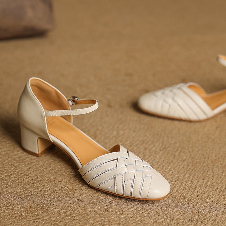 Arden Genuine Leather Block Heels with Cushioned Footbed, Adjustable Ankle Strap and Non-Slip Sole, 2-Inch Heel Height - The Southern AtelierSKU_1791063009977_555