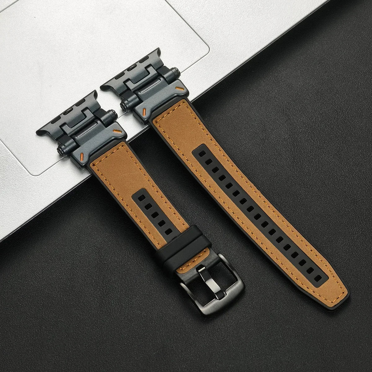 Arden Genuine Leather Watch Band with Metal Connectors and Buckle for Comfortable, Adjustable Fit - The Southern AtelierSKU_1791062874719_50
