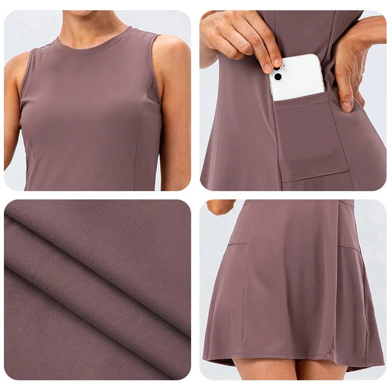 Arden Tennis Dress in 4-Way Stretch Fabric with Matching Shorts for Tennis and Pickleball - The Southern AtelierSKU_1791062451674_393