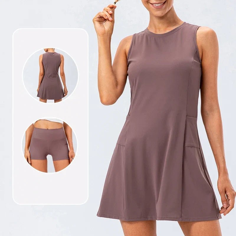 Arden Tennis Dress in 4-Way Stretch Fabric with Matching Shorts for Tennis and Pickleball - The Southern AtelierSKU_1791062451674_393