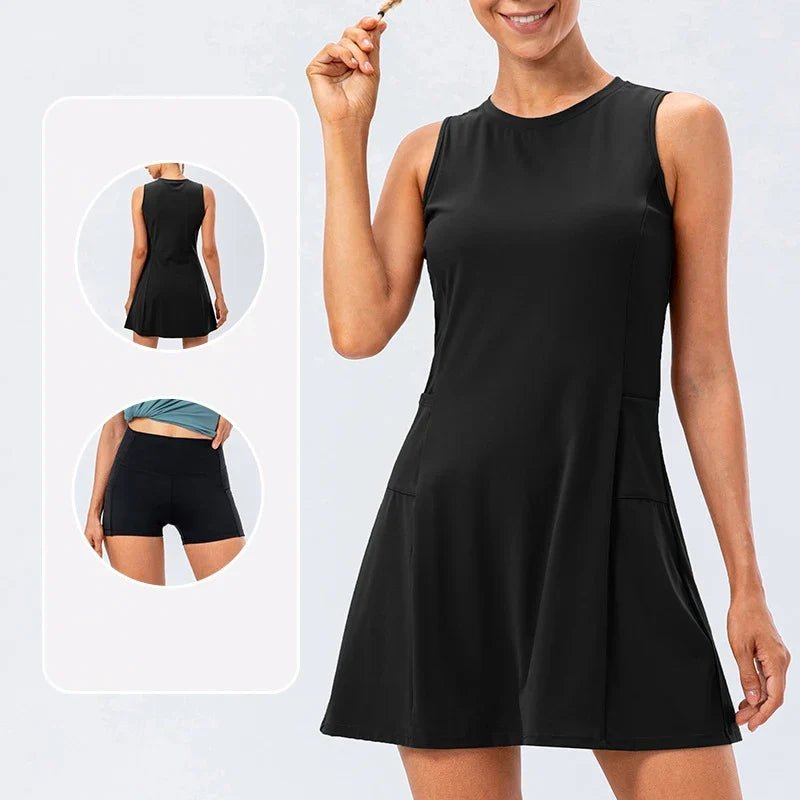 Arden Tennis Dress in 4-Way Stretch Fabric with Matching Shorts for Tennis and Pickleball - The Southern AtelierSKU_1791062451674_576