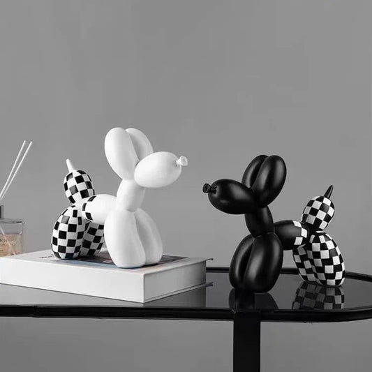 Arlo Checkerboard Balloon Dog Sculpture in Glossy Hand-Painted Resin 7-Inch Tall - The Southern AtelierSKU_1791063778804_280