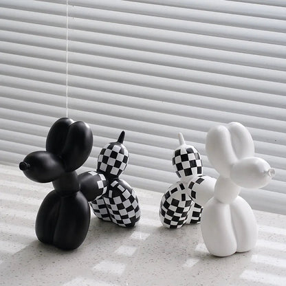 Arlo Checkerboard Balloon Dog Sculpture in Glossy Hand-Painted Resin 7-Inch Tall - The Southern AtelierSKU_1791063778805_444
