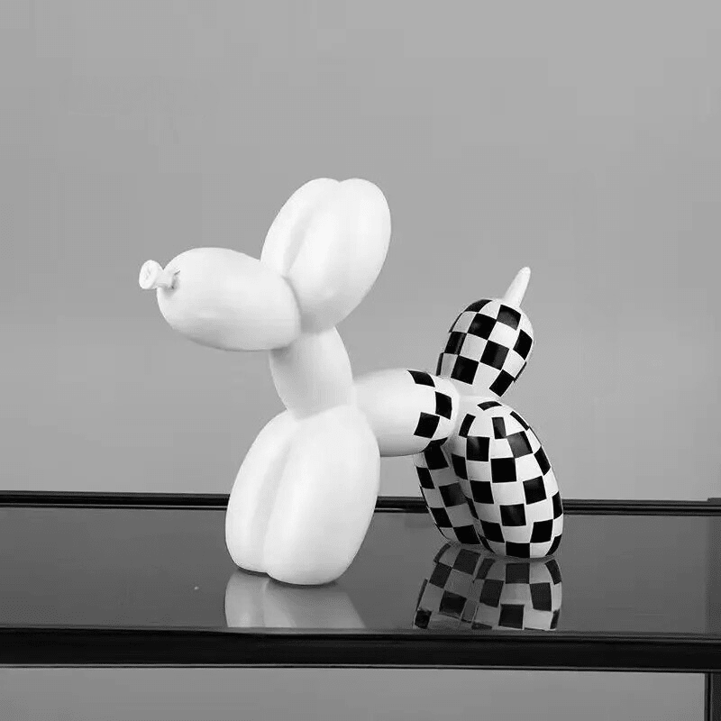 Arlo Checkerboard Balloon Dog Sculpture in Glossy Hand-Painted Resin 7-Inch Tall - The Southern AtelierSKU_1791063778805_854