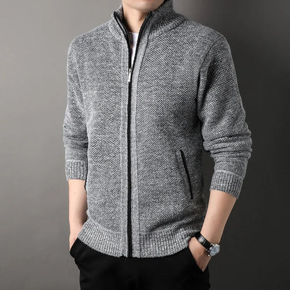 Beckett Hand-Knit Full-Zip Jacket with Stand Collar for Lightweight Warmth - The Southern AtelierSKU_1791063445932_827