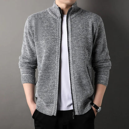 Beckett Hand-Knit Full-Zip Jacket with Stand Collar for Lightweight Warmth - The Southern AtelierSKU_1791063445932_827