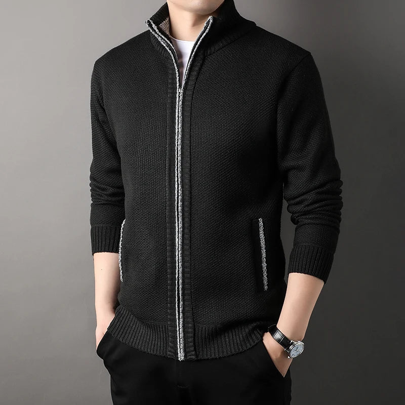 Beckett Hand-Knit Full-Zip Jacket with Stand Collar for Lightweight Warmth - The Southern AtelierSKU_1791063445932_93