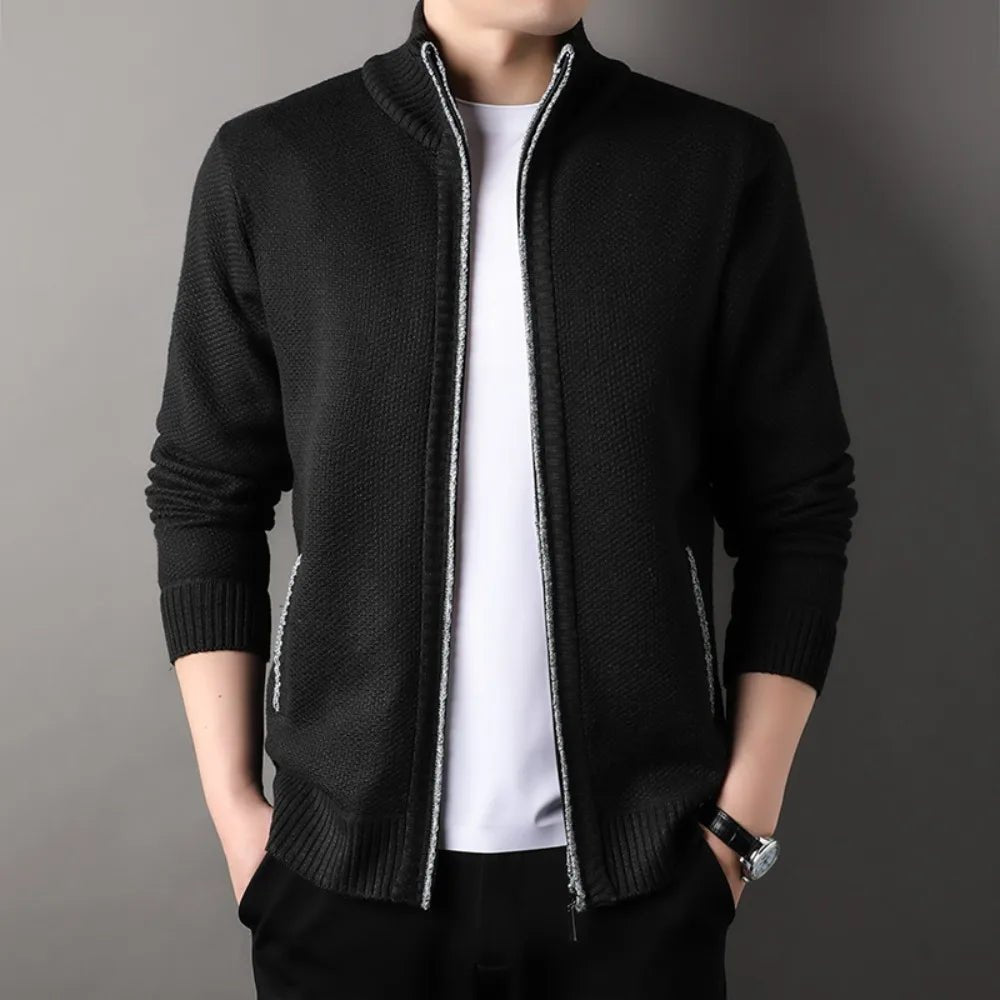 Beckett Hand-Knit Full-Zip Jacket with Stand Collar for Lightweight Warmth - The Southern AtelierSKU_1791063445932_93
