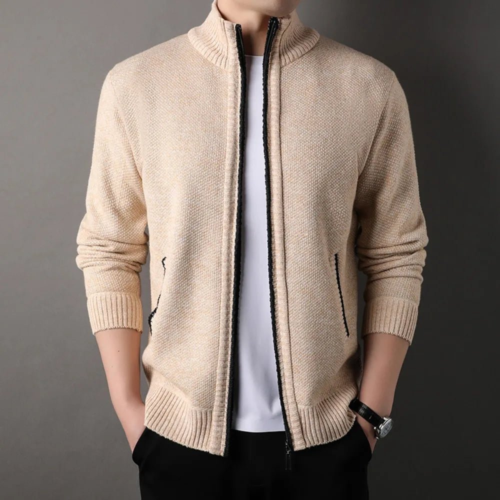 Beckett Hand-Knit Full-Zip Jacket with Stand Collar for Lightweight Warmth - The Southern AtelierSKU_1791063445932_989
