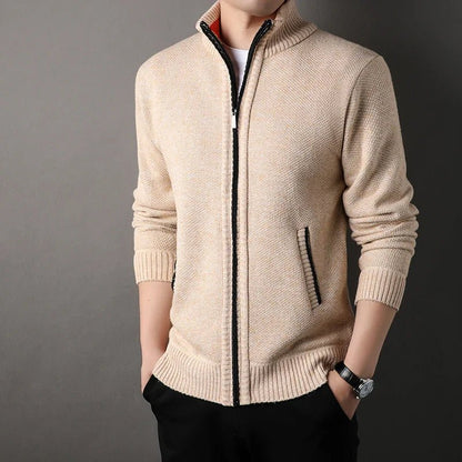 Beckett Hand-Knit Full-Zip Jacket with Stand Collar for Lightweight Warmth - The Southern AtelierSKU_1791063445932_989