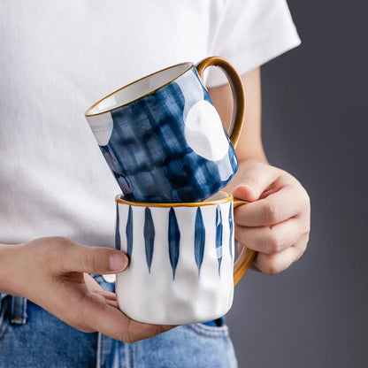 Belmont Mug in Hand-Painted Ceramic, Azure Blue, 12oz, Dishwasher and Microwave Safe - The Southern AtelierSKU_1791063075170_410