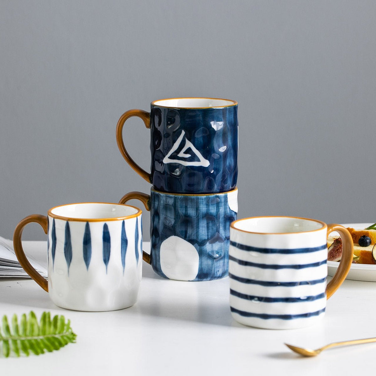 Belmont Mug in Hand-Painted Ceramic, Azure Blue, 12oz, Dishwasher and Microwave Safe - The Southern AtelierSKU_1791063075170_410