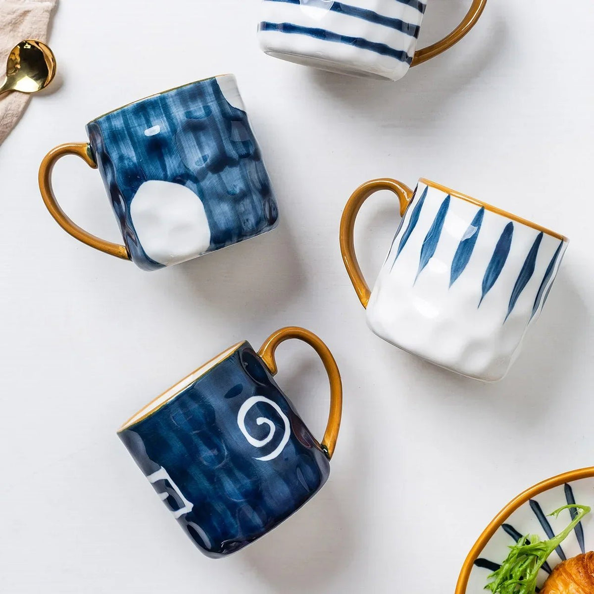 Belmont Mug in Hand-Painted Ceramic, Azure Blue, 12oz, Dishwasher and Microwave Safe - The Southern AtelierSKU_1791063075170_410