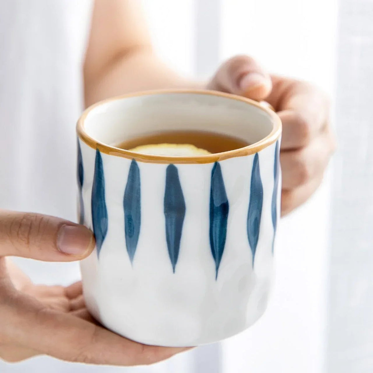 Belmont Mug in Hand-Painted Ceramic, Azure Blue, 12oz, Dishwasher and Microwave Safe - The Southern AtelierSKU_1791063075170_807