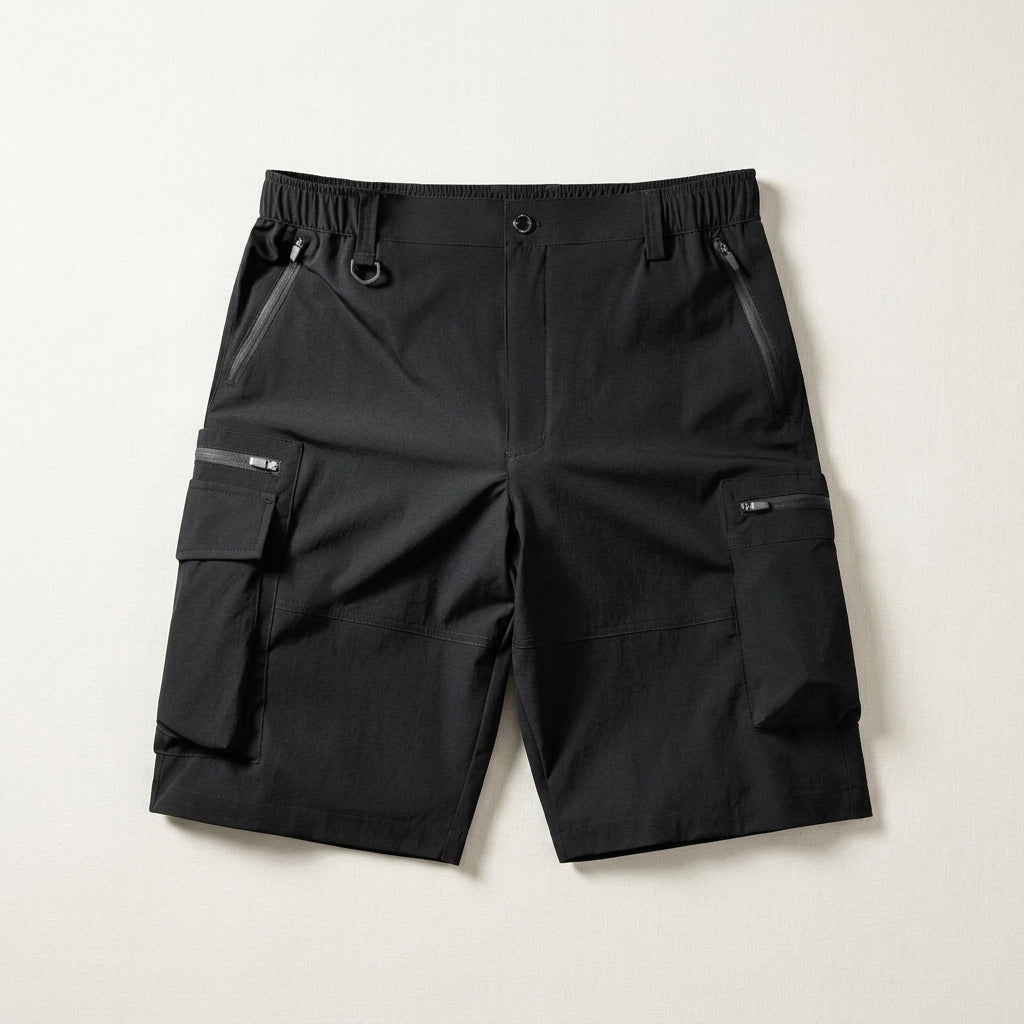 Breakwater Cargo Shorts in Quick-Dry Fabric with Elastic Waist and Zippered Hand Pockets - The Southern AtelierSKU_1791064301099_953