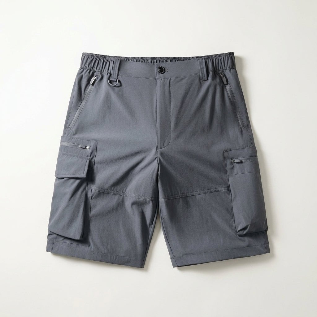 Breakwater Cargo Shorts in Quick-Dry Fabric with Elastic Waist and Zippered Hand Pockets - The Southern AtelierSKU_1791064301100_97