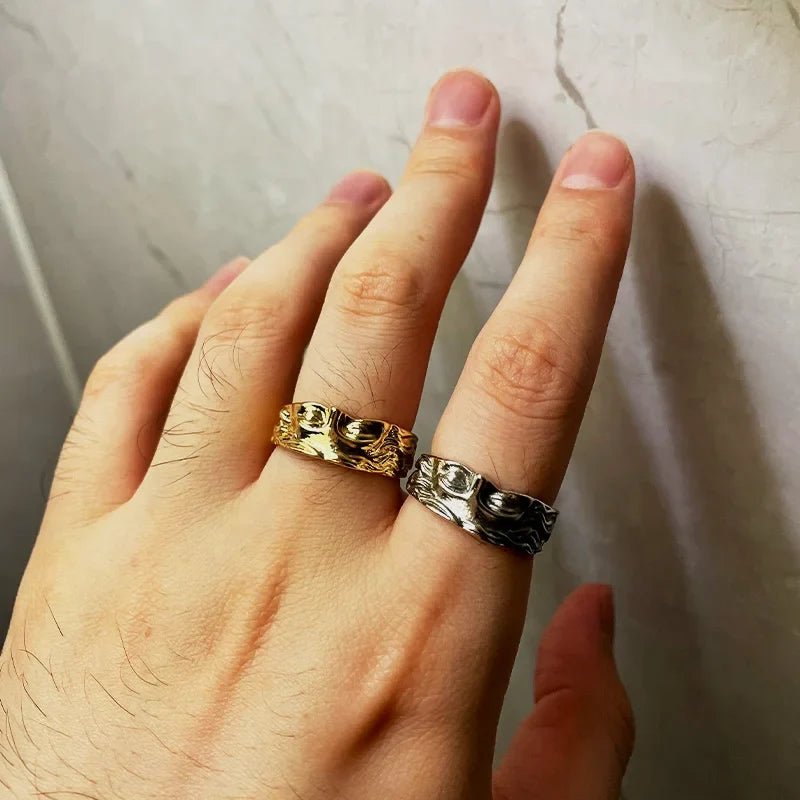 Calder Adjustable Ring in Hand-Carved Surgical-Grade Stainless Steel with Aged Finish - The Southern AtelierSKU_1791062540406_264
