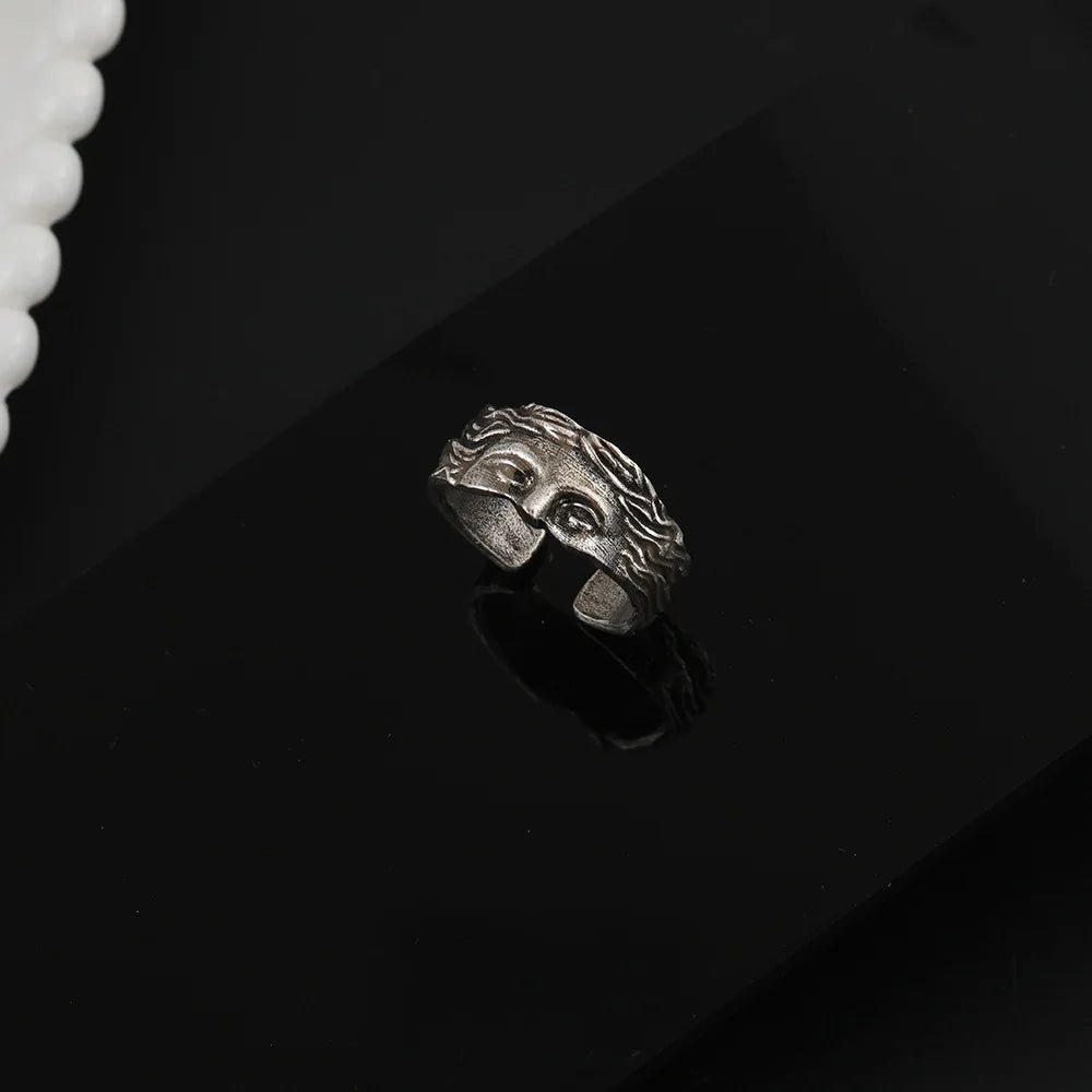 Calder Adjustable Ring in Hand-Carved Surgical-Grade Stainless Steel with Aged Finish - The Southern AtelierSKU_1791062540406_264
