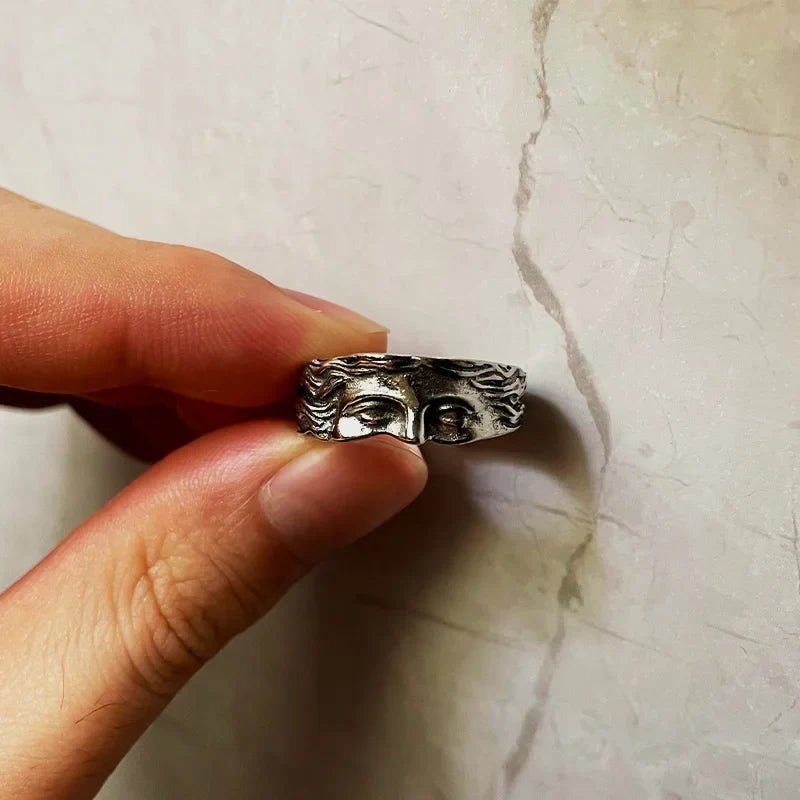 Calder Adjustable Ring in Hand-Carved Surgical-Grade Stainless Steel with Aged Finish - The Southern AtelierSKU_1791062540406_834